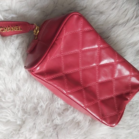 Beautiful Vintage Red CHANEL TOILETRY MAKEUP POUCH CASE Authentic - Picture 8 of 12